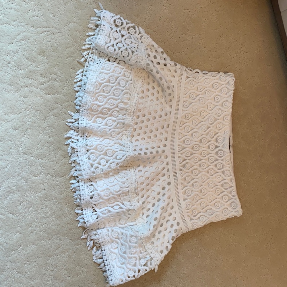 Aqua lace mini skirt